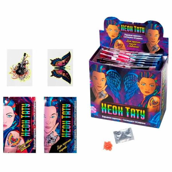 Karamel vzryvnaya Neon tatu s tatuirovkoy 1g