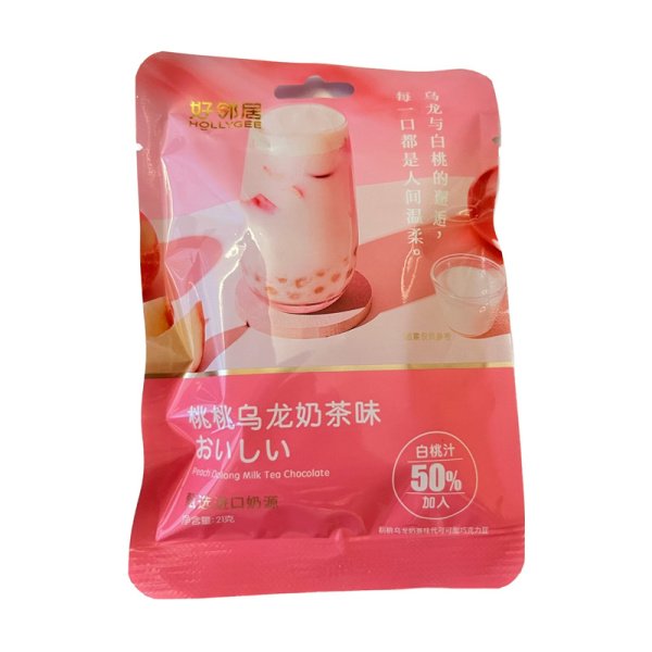 Konfety zhevatelnye Hollygee Milk Tea belyy persik 21g