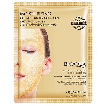 Маска для лица Bioaqua BQY90522 гидрогелевая коллагеновая с золотом