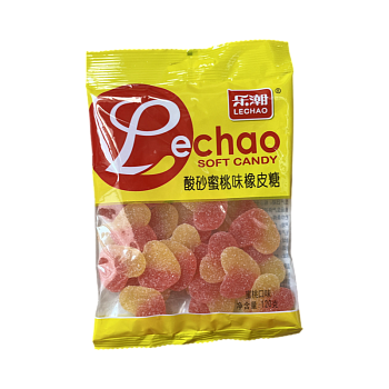 Мармеладные конфеты Lechao Soft кислые со вкусом персика 120г