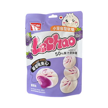 Мармеладные конфеты Lechao Mot с жидкой начинкой со вкусом винограда 100г