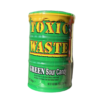 Леденцы Toxic Waste кислые зеленая бочка 42г