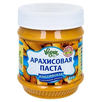 Арахисовая паста Азбука продуктов Классическая с кусочками арахиса 340г