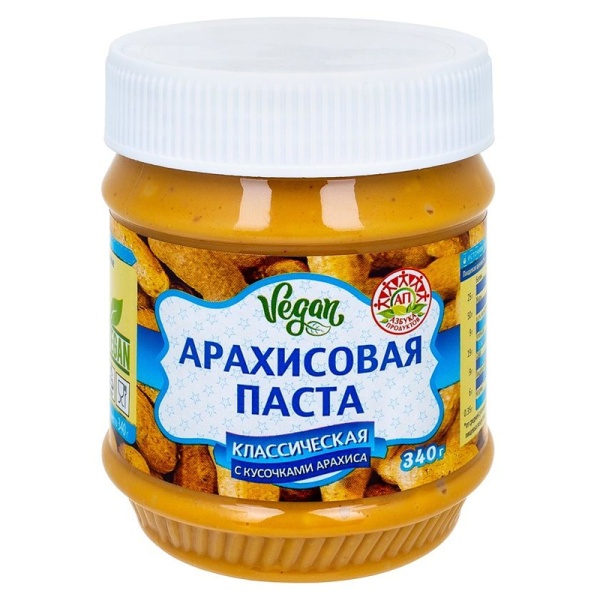 Arakhisovaya pasta Azbuka produktov Klassicheskaya s kusochkami arakhisa 340g