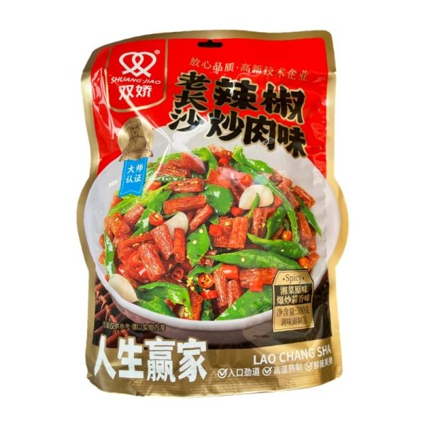 Soevoe myaso Shuangjiao Lao Chang so vkusom zharenoy svininy i pertsem chili 300g