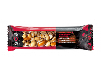 Ореховый батончик SOJ орехи в темном шоколаде 40г