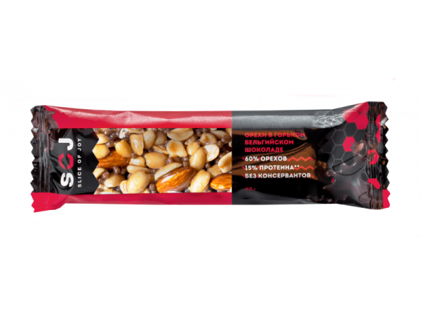 Orekhovyy batonchik SOJ orekhi v temnom shokolade 40g