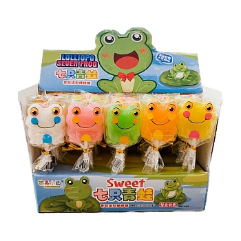 Леденцы на палочке MangGuo XiaoDi Лягушата фруктовые 15г