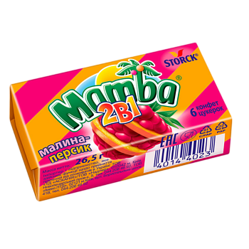 Жевательная конфета Mamba малина-персик 26,5г