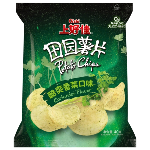 Chipsy Oishi Potato Chips Coriander so vkusom koriandra 40g