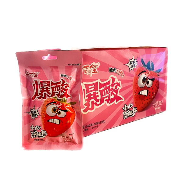 Konfety Qian Bai Tang kislye klubnika 28g