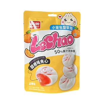 Мармеладные конфеты Lechao Mot с жидкой начинкой со вкусом апельсина 100г