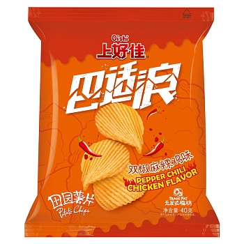 Чипсы Oishi Potato Chips Pepper Chili Chicken с пряным куриным вкусом 40г