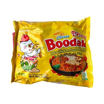 Лапша Boodak со вкусом острой курицы Сырная 140г