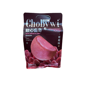 Печенье Chobywi с жидкой начинкой клубника 135г