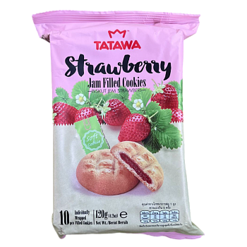 Печенье Tatawa с начинкой из клубничного джема 120г												