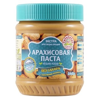 Арахисовая паста Азбука продуктов без сахара с кусочками арахиса 340г