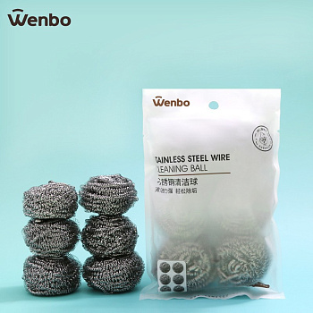Губка Wenbo металическая 6шт