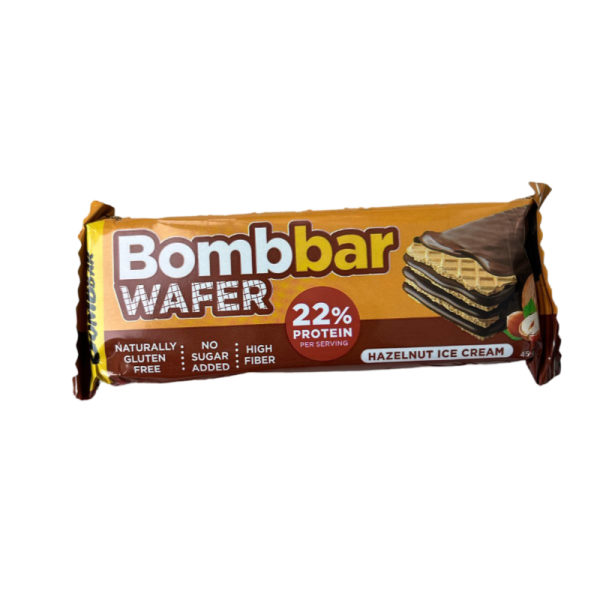 Batonchik Bombbar vafelnyy so vkusom Orekhovyy plombir v shokolade 45g